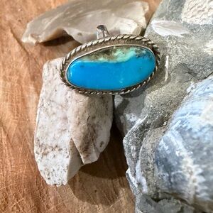 Navajo Sleeping Beauty Turquoise and Silver Women's Ring size 8!